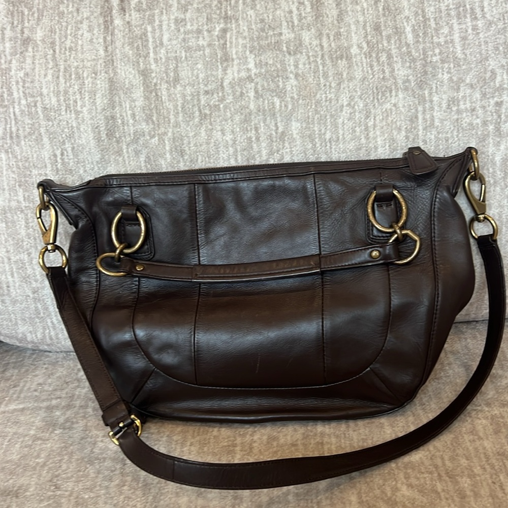 GUC modern vintage Y2K Coach Kristin woven leather hobo/crossbody. Dark brown - Picture 3 of 10